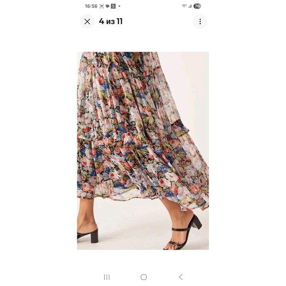 Anthropologie The Marais Printed Chiffon Maxi Dress Floral Sheer Overlay L - Picture 5 of 15